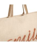Sac brodé en coton Boho naturel - 58x42 cm