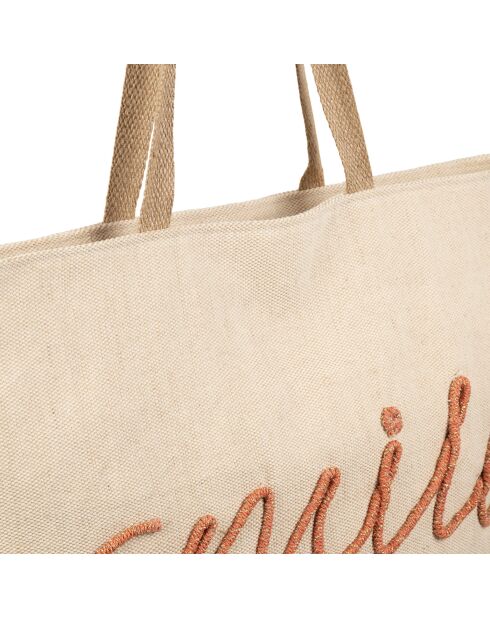 Sac brodé en coton Boho naturel - 58x42 cm