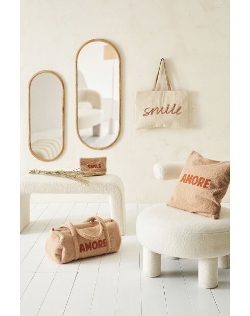 Sac brodé en coton Boho naturel - 58x42 cm