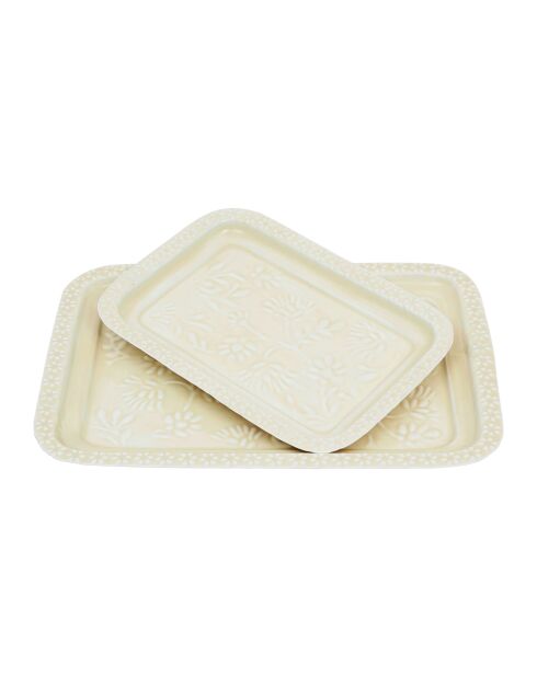 2 ecrufarbene Barockschalen - 34x24/26x17 cm