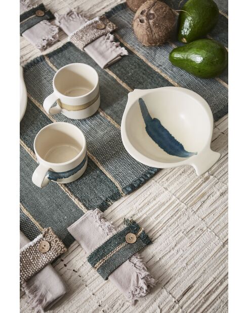 Tasse à thé Mer blanc cassé/bleu réactif - 40 cl
