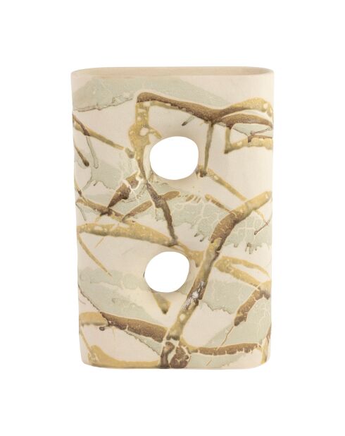 Vase rectangle Kepsou blanc cassé/brun - 20x7,5xH30 cm