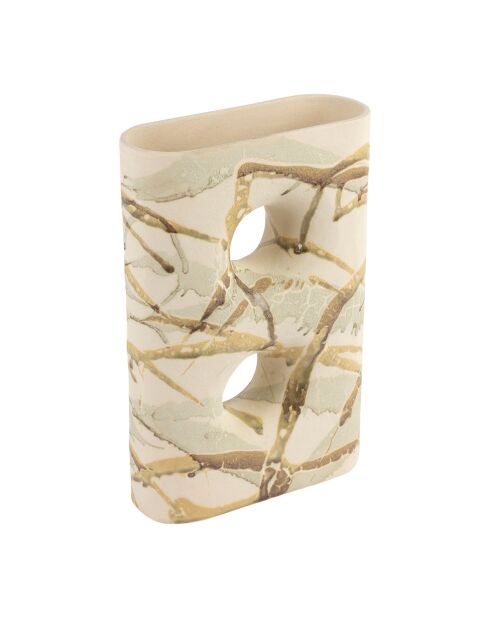 Vase rectangle Kepsou blanc cassé/brun - 20x7,5xH30 cm