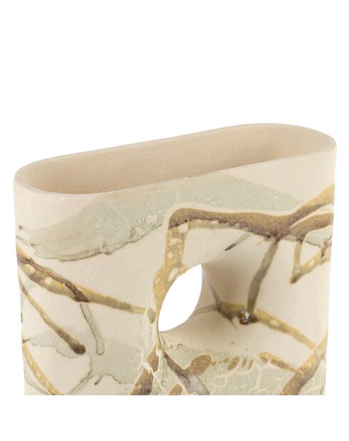 Vase rectangle Kepsou blanc cassé/brun - 20x7,5xH30 cm