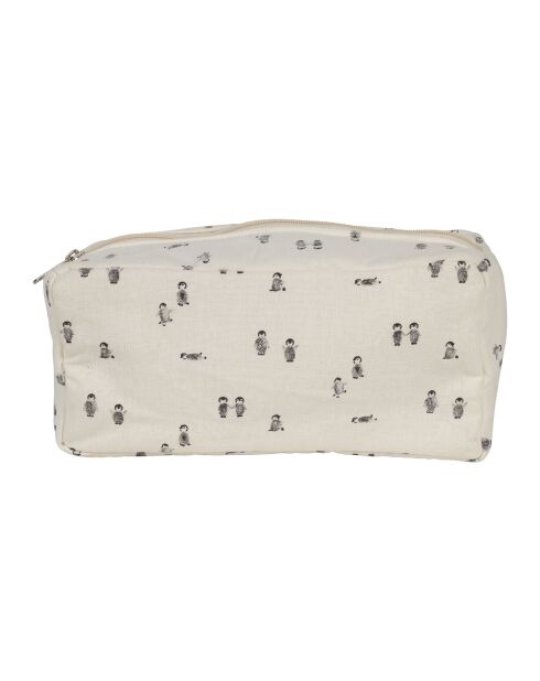 Trousse de toilette en gaze de coton Banquise écrue/grise - 25x10x12 cm