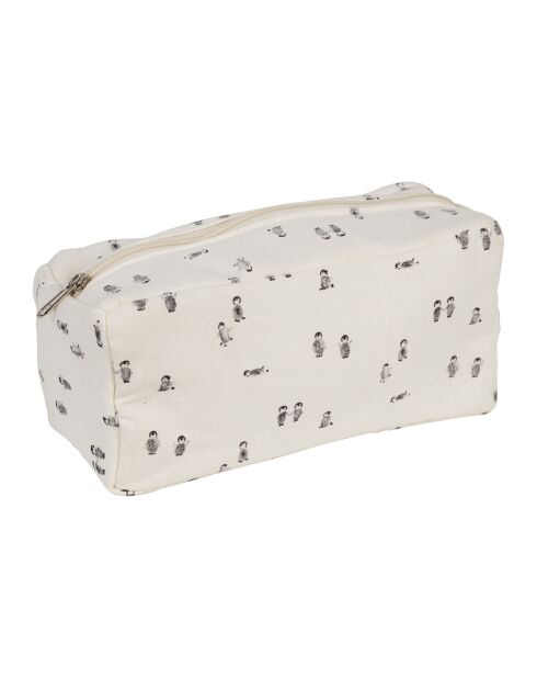 Trousse de toilette en gaze de coton Banquise écrue/grise - 25x10x12 cm