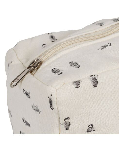Trousse de toilette en gaze de coton Banquise écrue/grise - 25x10x12 cm