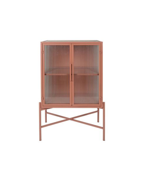 Cabinet 2 niveaux trempé Lery terracotta - 50x32xH90 cm