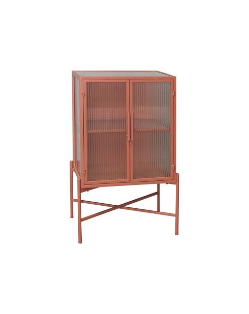Cabinet 2 niveaux trempé Lery terracotta - 50x32xH90 cm