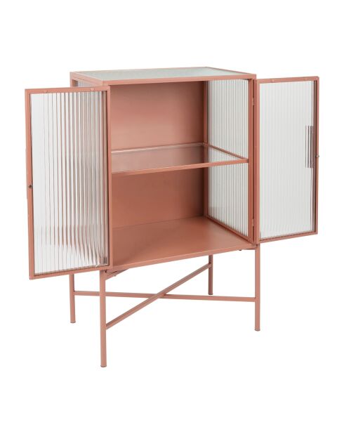 Cabinet 2 niveaux trempé Lery terracotta - 50x32xH90 cm