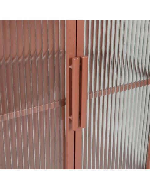 Cabinet 2 niveaux trempé Lery terracotta - 50x32xH90 cm