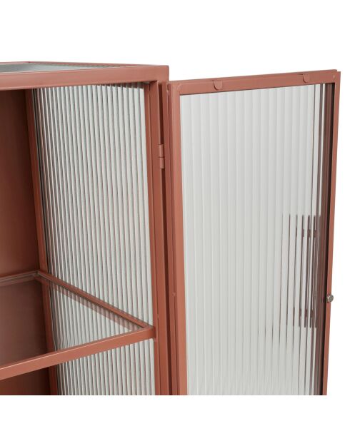 Cabinet 2 niveaux trempé Lery terracotta - 50x32xH90 cm