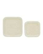 2 vierkante bakjes in ecru barok - 41x41/27,5x27,5 cm