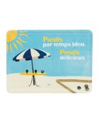 Plateau Pastis bleu ciel/jaune - 40x30 cm