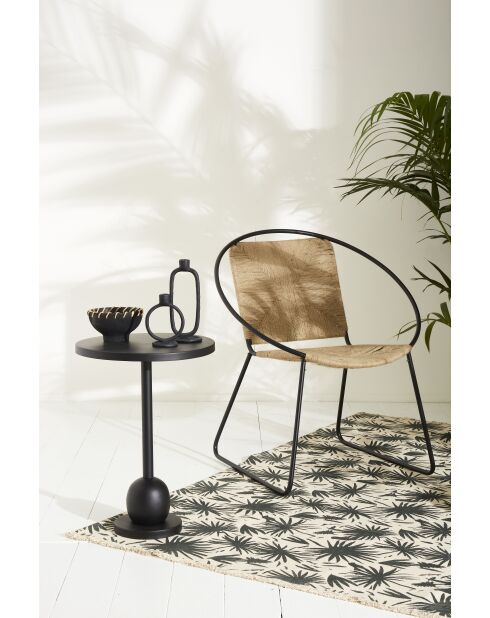 Palmea katoenen vloerkleed ecru/zwart - 200x140 cm