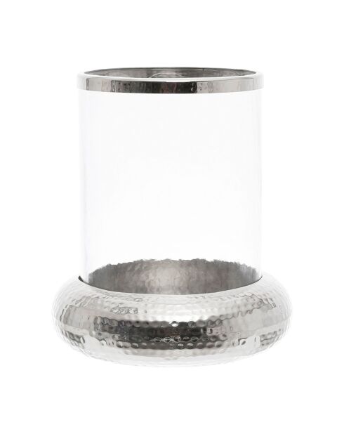 Photophore martelé Esna gris argenté - D31,5xH37,5 cm