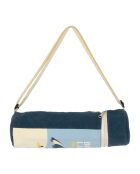 Sac isotherme bouteille en coton Pastis bleu marine/jaune - D10xH31 cm