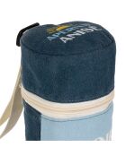 Sac isotherme bouteille en coton Pastis bleu marine/jaune - D10xH31 cm