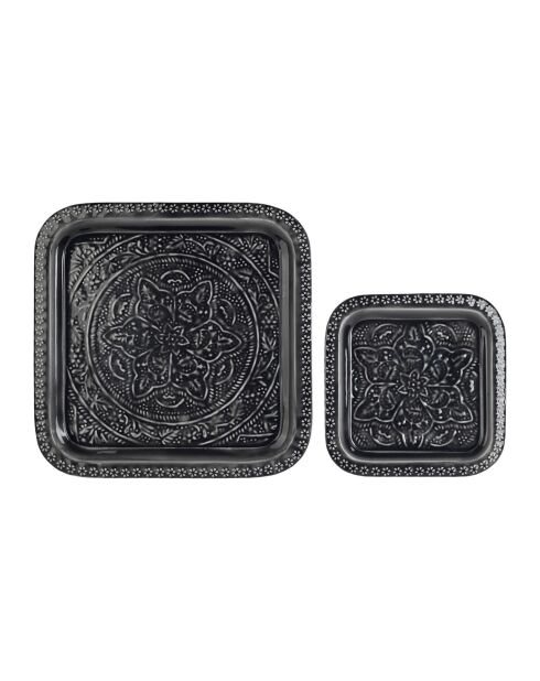 2 quadratische Tabletts aus Anthrazit, 41 x 41/27,5 x 27,5 cm