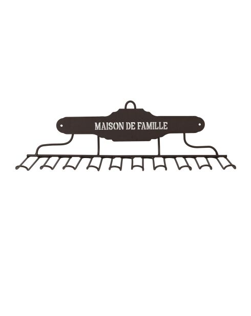 Porte-verres mural Maison De Famil brun - 48x17x14,5 cm