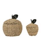 2 cestini naturali Sweet Dream con coperchio - D25xH26/P15xH20 cm