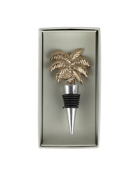 Bouchon de bouteille palmier en aluminium BTE Sunny doré - 5,5x11 cm
