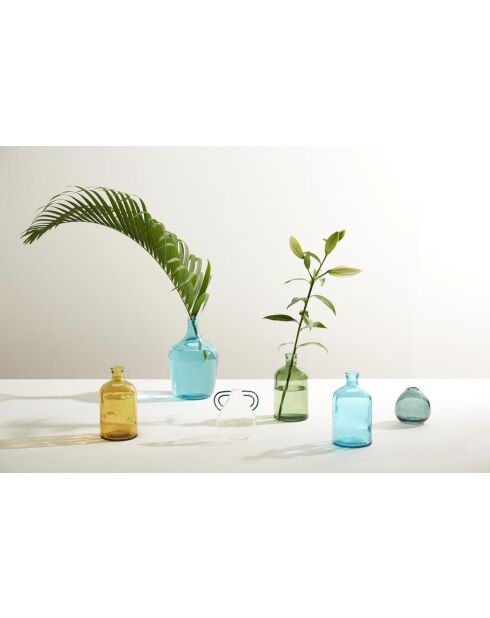Vaas met gerecyclede fles Comet turkoois - D11,5xh23 cm