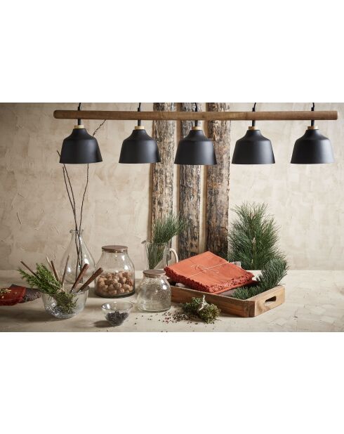 Ferese 5-flammige Pendelleuchte, mattschwarz, E27, LED-Kabel, 1 m, 115 x 17,5 x 121 cm