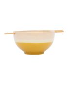 Bol avec baguettes BTE Funky beige/moutarde - D16xH8,5/L19 cm