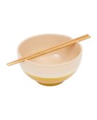 Bol avec baguettes BTE Funky beige/moutarde - D16xH8,5/L19 cm