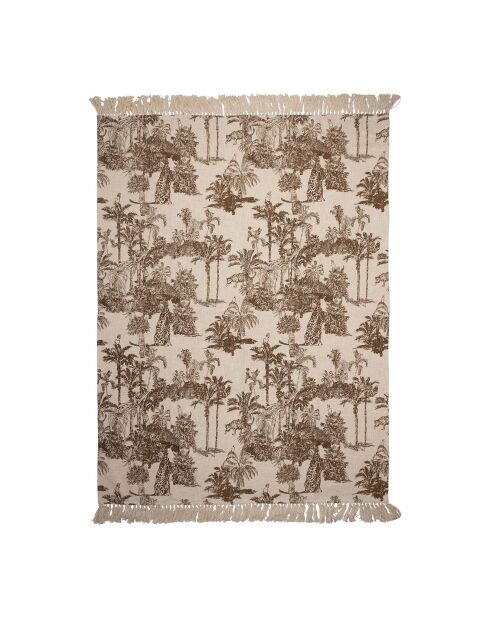 Decke aus 100% Baumwolle Mocoa camel/ecru - 170x130 cm