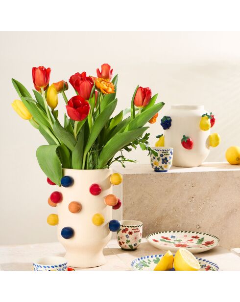 Vase en Porcelaine Fruits Mocoa naturel - 21.5x20.5x20 cm