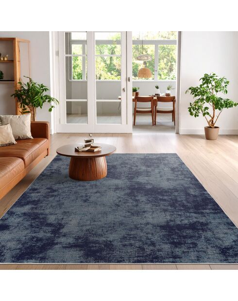 Tapis uni gris/bleu