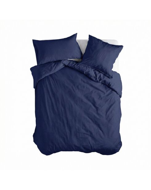 Housse de couette en coton Basic bleu marine