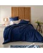 Housse de couette en coton Basic bleu marine