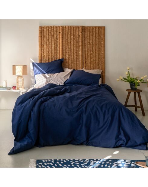 Housse de couette en coton Basic bleu marine
