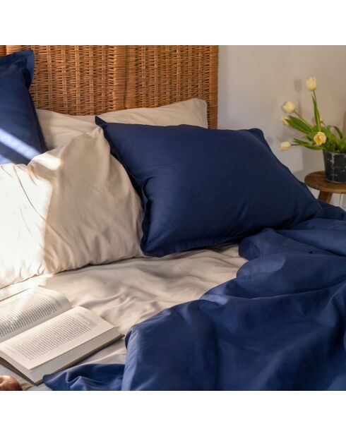 Housse de couette en coton Basic bleu marine