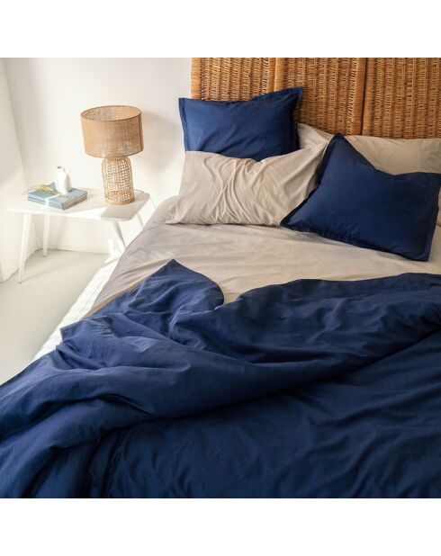 Housse de couette en coton Basic bleu marine