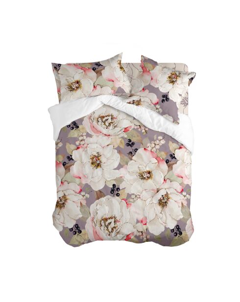 Housse de couette en coton White peonies multicolore