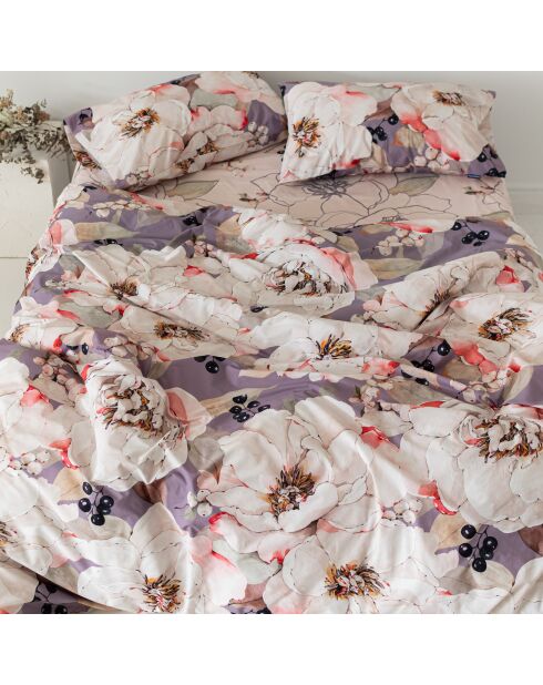 Housse de couette en coton White peonies multicolore