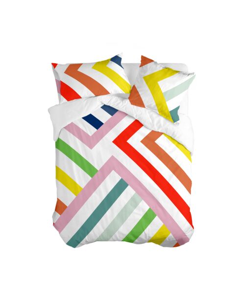Housse de couette en coton Happy stripes multicolore