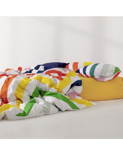 Housse de couette en coton Happy stripes multicolore