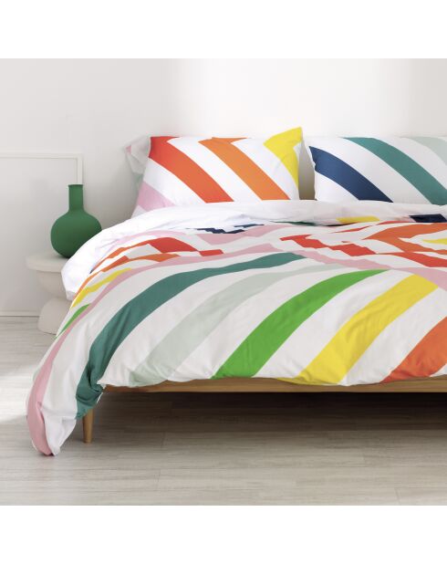 Housse de couette en coton Happy stripes multicolore