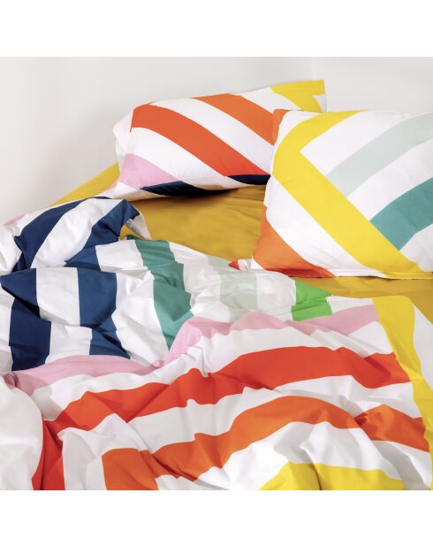 Housse de couette en coton Happy stripes multicolore