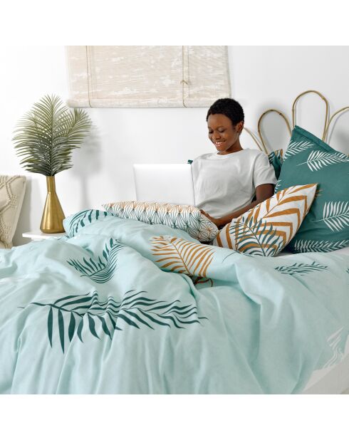 Housse de couette en coton Foliage mint multicolore