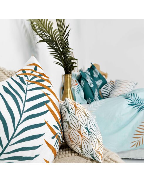 Housse de couette en coton Foliage mint multicolore