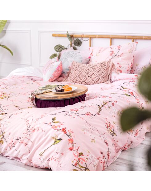 Housse de couette en coton Chinoiserie rose multicolore