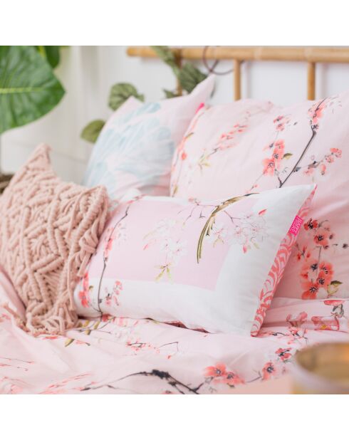 Housse de couette en coton Chinoiserie rose multicolore