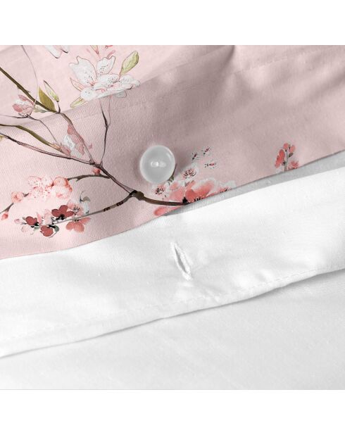 Housse de couette en coton Chinoiserie rose multicolore