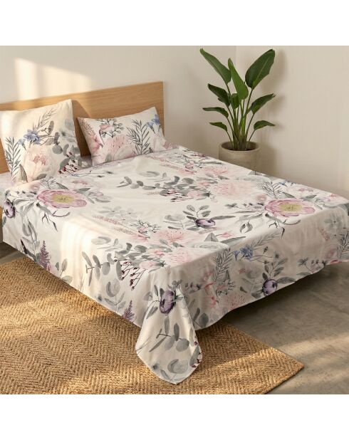 Drap en coton Delicate bouquet multicolore